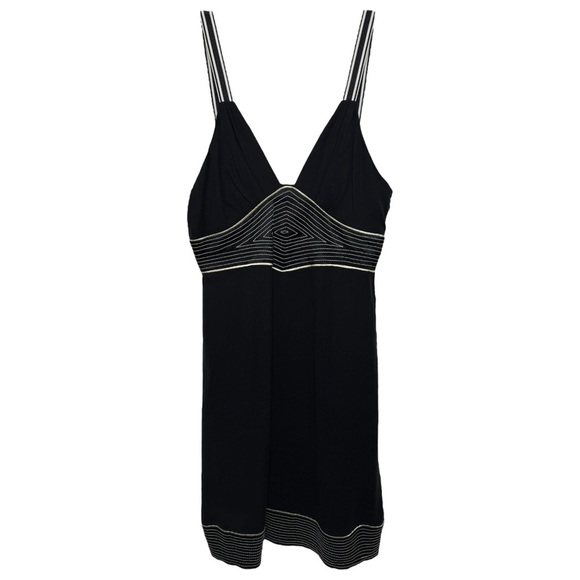 Vintage Y2K Silk Mini Dress Size 6 Black White Striped Catherine Malandrino - Picture 8 of 8